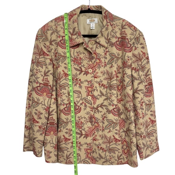 Talbots Vintage Blazer Jacket, Size 22W Petite, Brocade Floral Bird Silk Cotton - Picture 10 of 14